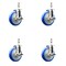 Service Caster 5 Inch 316SS Blue Polyurethane Swivel 1/2 Inch Threaded Stem Caster Set Brake SCC SS316TS20S514-PPUB-BLUE-TLB-121315-4 - alternate 1